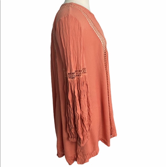 Free people orange tunic long sleeve sz- small - Picture 5 of 7